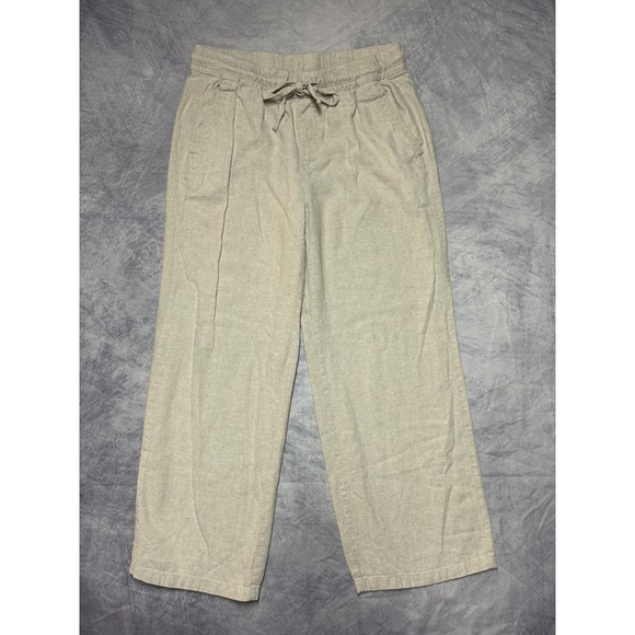 Old Navy Pants - Old Navy Wide Leg pull on elastic waist pants Womens sz S Linen Blend coastal